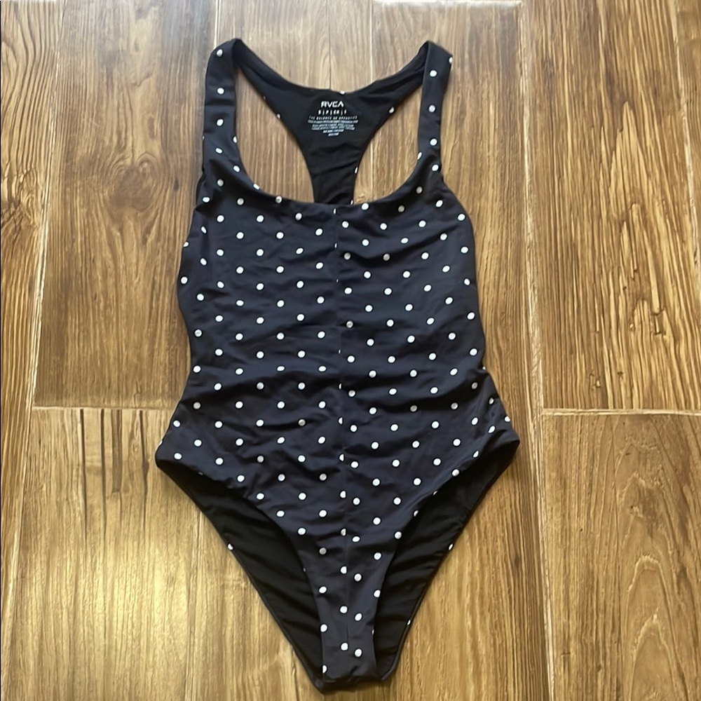 RVCA Black and White One-Piece Swimsuit